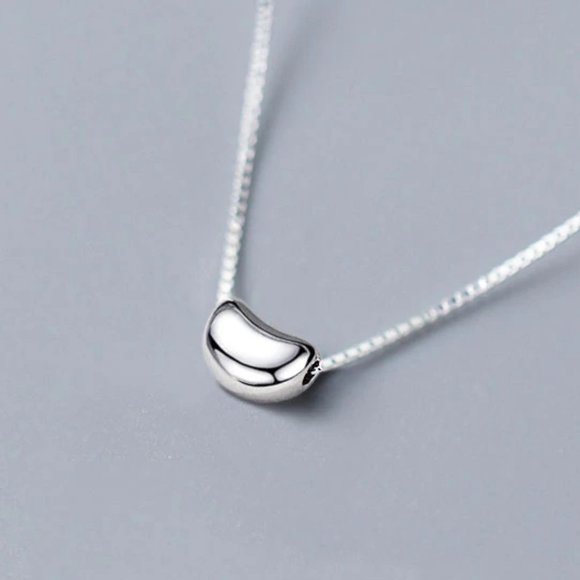 *NEW 925 Sterling Silver Simple Bean Necklace - Picture 1 of 8